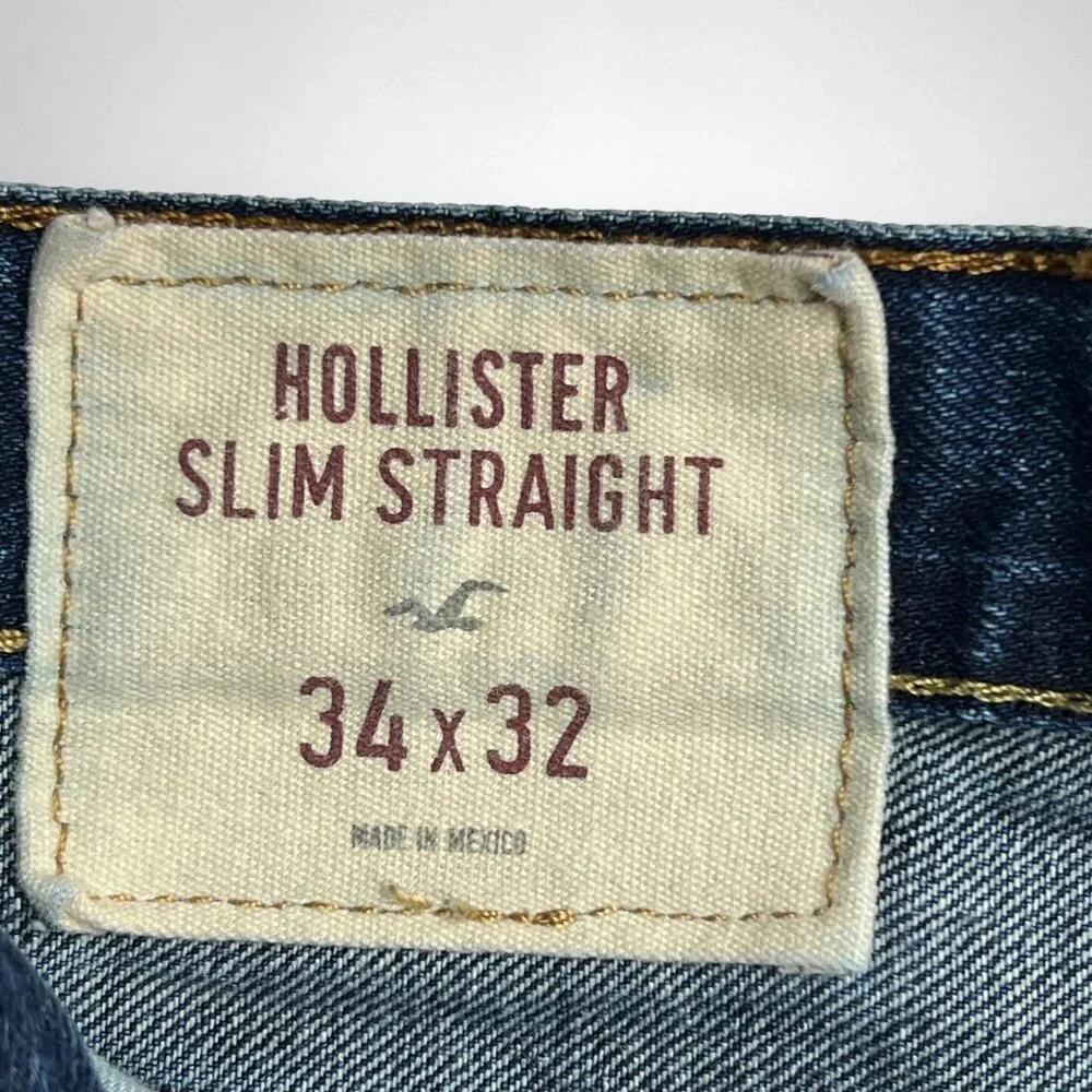 HOLLISTER 34 x 32 Men's Slim Straight Jeans Casual Streetwear‎